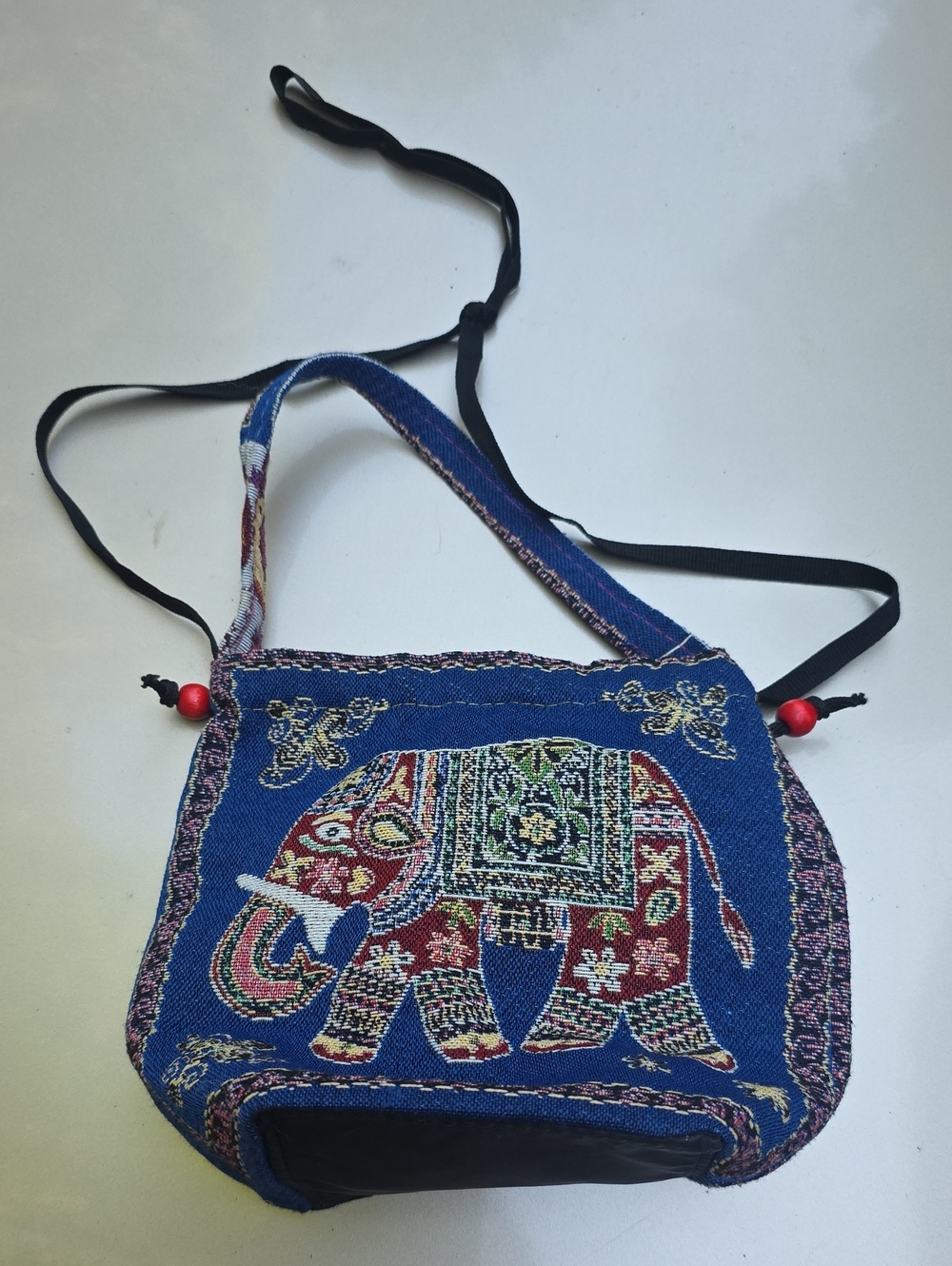 Boho Embroidered Elephant Crossbody Bag - Blue